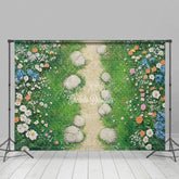 Aperturee - Aperturee Floral Grass Path Fresh And Sweet Wedding Backdrop